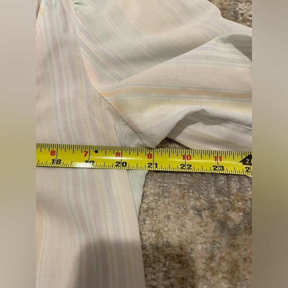 Retro Pastel GrannyCore House Coat Gown, Vintage Pleated Detail, Snap Buttons - Picture 8 of 11